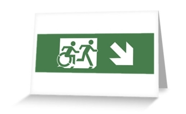 Accessible Means of Egress Icon Exit Sign Wheelchair Wheelie Running Man Symbol by Lee Wilson PWD Disability Emergency Evacuation Greeting Card 8