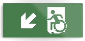 Accessible Means of Egress Icon Exit Sign Wheelchair Wheelie Running Man Symbol by Lee Wilson PWD Disability Emergency Evacuation Metal Printed 15