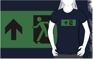 Running Man Exit Sign Adult T-Shirt 62