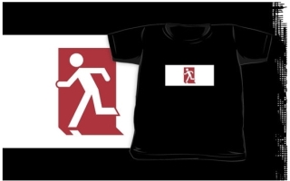 Running Man Exit Sign Kids T-Shirt 128