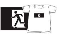 Running Man Exit Sign Kids T-Shirt 17