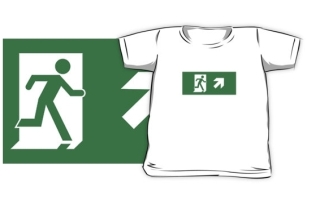 Running Man Exit Sign Kids T-Shirt 2