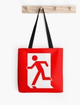 Running Man Exit Sign Tote Shoulder Carry Bag 45