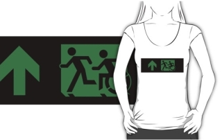 Accessible Means of Egress Icon Exit Sign Wheelchair Wheelie Running Man Symbol by Lee Wilson PWD Disability Emergency Evacuation Adult T-shirt 181
