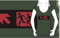 Accessible Means of Egress Icon Exit Sign Wheelchair Wheelie Running Man Symbol by Lee Wilson PWD Disability Emergency Evacuation Adult T-shirt 186