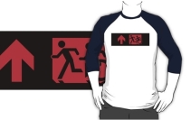 Accessible Means of Egress Icon Exit Sign Wheelchair Wheelie Running Man Symbol by Lee Wilson PWD Disability Emergency Evacuation Adult T-shirt 195