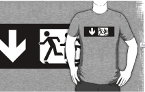 Accessible Means of Egress Icon Exit Sign Wheelchair Wheelie Running Man Symbol by Lee Wilson PWD Disability Emergency Evacuation Adult T-shirt 327