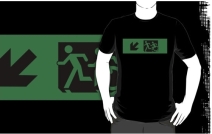Accessible Means of Egress Icon Exit Sign Wheelchair Wheelie Running Man Symbol by Lee Wilson PWD Disability Emergency Evacuation Adult T-shirt 631