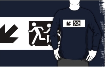 Accessible Means of Egress Icon Exit Sign Wheelchair Wheelie Running Man Symbol by Lee Wilson PWD Disability Emergency Evacuation Adult T-shirt 642