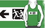 Accessible Means of Egress Icon Exit Sign Wheelchair Wheelie Running Man Symbol by Lee Wilson PWD Disability Emergency Evacuation Adult T-shirt 665