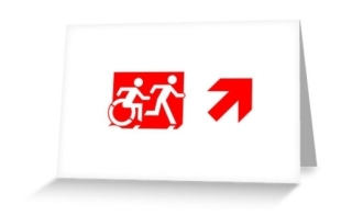 Accessible Means of Egress Icon Exit Sign Wheelchair Wheelie Running Man Symbol by Lee Wilson PWD Disability Emergency Evacuation Greeting Card 102