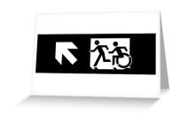 Accessible Means of Egress Icon Exit Sign Wheelchair Wheelie Running Man Symbol by Lee Wilson PWD Disability Emergency Evacuation Greeting Card 108