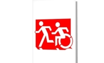 Accessible Means of Egress Icon Exit Sign Wheelchair Wheelie Running Man Symbol by Lee Wilson PWD Disability Emergency Evacuation Greeting Card 125