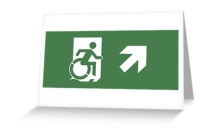 Accessible Means of Egress Icon Exit Sign Wheelchair Wheelie Running Man Symbol by Lee Wilson PWD Disability Emergency Evacuation Greeting Card 22
