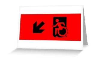 Accessible Means of Egress Icon Exit Sign Wheelchair Wheelie Running Man Symbol by Lee Wilson PWD Disability Emergency Evacuation Greeting Card 33