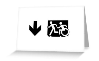 Accessible Means of Egress Icon Exit Sign Wheelchair Wheelie Running Man Symbol by Lee Wilson PWD Disability Emergency Evacuation Greeting Card 39