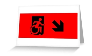 Accessible Means of Egress Icon Exit Sign Wheelchair Wheelie Running Man Symbol by Lee Wilson PWD Disability Emergency Evacuation Greeting Card 40