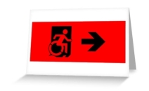Accessible Means of Egress Icon Exit Sign Wheelchair Wheelie Running Man Symbol by Lee Wilson PWD Disability Emergency Evacuation Greeting Card 42