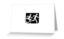 Accessible Means of Egress Icon Exit Sign Wheelchair Wheelie Running Man Symbol by Lee Wilson PWD Disability Emergency Evacuation Greeting Card 46