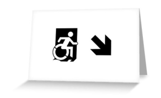 Accessible Means of Egress Icon Exit Sign Wheelchair Wheelie Running Man Symbol by Lee Wilson PWD Disability Emergency Evacuation Greeting Card 53