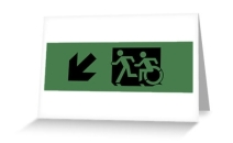 Accessible Means of Egress Icon Exit Sign Wheelchair Wheelie Running Man Symbol by Lee Wilson PWD Disability Emergency Evacuation Greeting Card 54