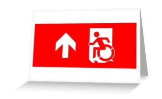 Accessible Means of Egress Icon Exit Sign Wheelchair Wheelie Running Man Symbol by Lee Wilson PWD Disability Emergency Evacuation Greeting Card 6