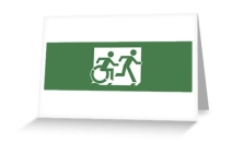 Accessible Means of Egress Icon Exit Sign Wheelchair Wheelie Running Man Symbol by Lee Wilson PWD Disability Emergency Evacuation Greeting Card 6