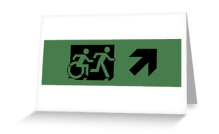 Accessible Means of Egress Icon Exit Sign Wheelchair Wheelie Running Man Symbol by Lee Wilson PWD Disability Emergency Evacuation Greeting Card 62