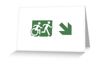 Accessible Means of Egress Icon Exit Sign Wheelchair Wheelie Running Man Symbol by Lee Wilson PWD Disability Emergency Evacuation Greeting Card 73