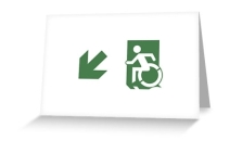 Accessible Means of Egress Icon Exit Sign Wheelchair Wheelie Running Man Symbol by Lee Wilson PWD Disability Emergency Evacuation Greeting Card 74