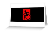 Accessible Means of Egress Icon Exit Sign Wheelchair Wheelie Running Man Symbol by Lee Wilson PWD Disability Emergency Evacuation Greeting Card 85