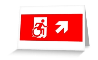 Accessible Means of Egress Icon Exit Sign Wheelchair Wheelie Running Man Symbol by Lee Wilson PWD Disability Emergency Evacuation Greeting Card 9