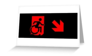 Accessible Means of Egress Icon Exit Sign Wheelchair Wheelie Running Man Symbol by Lee Wilson PWD Disability Emergency Evacuation Greeting Card 93