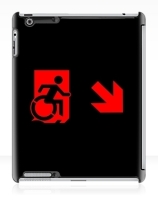 Accessible Means of Egress Icon Exit Sign Wheelchair Wheelie Running Man Symbol by Lee Wilson PWD Disability Emergency Evacuation iPad Case 106