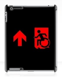 Accessible Means of Egress Icon Exit Sign Wheelchair Wheelie Running Man Symbol by Lee Wilson PWD Disability Emergency Evacuation iPad Case 109