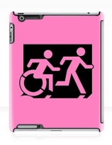 Accessible Means of Egress Icon Exit Sign Wheelchair Wheelie Running Man Symbol by Lee Wilson PWD Disability Emergency Evacuation iPad Case 11