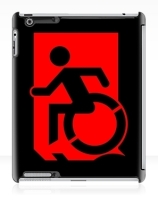 Accessible Means of Egress Icon Exit Sign Wheelchair Wheelie Running Man Symbol by Lee Wilson PWD Disability Emergency Evacuation iPad Case 117