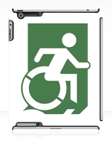Accessible Means of Egress Icon Exit Sign Wheelchair Wheelie Running Man Symbol by Lee Wilson PWD Disability Emergency Evacuation iPad Case 123