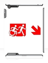 Accessible Means of Egress Icon Exit Sign Wheelchair Wheelie Running Man Symbol by Lee Wilson PWD Disability Emergency Evacuation iPad Case 135