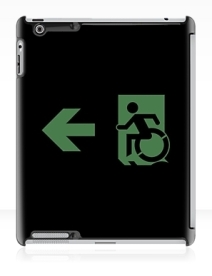 Accessible Means of Egress Icon Exit Sign Wheelchair Wheelie Running Man Symbol by Lee Wilson PWD Disability Emergency Evacuation iPad Case 143