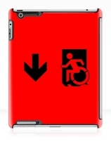 Accessible Means of Egress Icon Exit Sign Wheelchair Wheelie Running Man Symbol by Lee Wilson PWD Disability Emergency Evacuation iPad Case 15