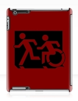 Accessible Means of Egress Icon Exit Sign Wheelchair Wheelie Running Man Symbol by Lee Wilson PWD Disability Emergency Evacuation iPad Case 157