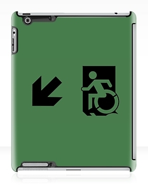 Accessible Means of Egress Icon Exit Sign Wheelchair Wheelie Running Man Symbol by Lee Wilson PWD Disability Emergency Evacuation iPad Case 34