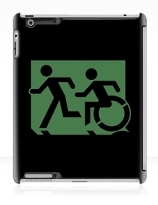 Accessible Means of Egress Icon Exit Sign Wheelchair Wheelie Running Man Symbol by Lee Wilson PWD Disability Emergency Evacuation iPad Case 35