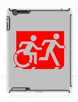 Accessible Means of Egress Icon Exit Sign Wheelchair Wheelie Running Man Symbol by Lee Wilson PWD Disability Emergency Evacuation iPad Case 49