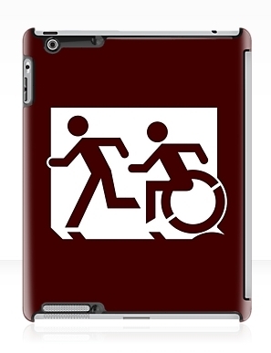 Accessible Means of Egress Icon Exit Sign Wheelchair Wheelie Running Man Symbol by Lee Wilson PWD Disability Emergency Evacuation iPad Case 51