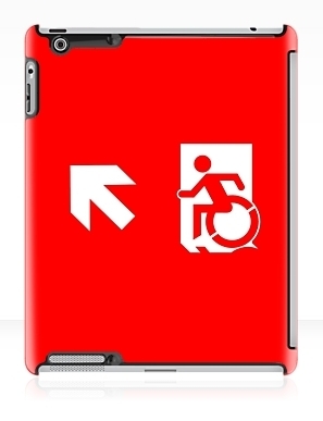 Accessible Means of Egress Icon Exit Sign Wheelchair Wheelie Running Man Symbol by Lee Wilson PWD Disability Emergency Evacuation iPad Case 57