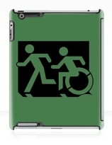 Accessible Means of Egress Icon Exit Sign Wheelchair Wheelie Running Man Symbol by Lee Wilson PWD Disability Emergency Evacuation iPad Case 73