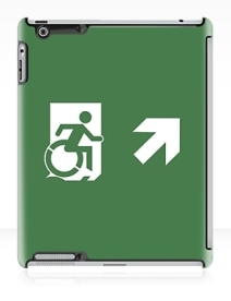 Accessible Means of Egress Icon Exit Sign Wheelchair Wheelie Running Man Symbol by Lee Wilson PWD Disability Emergency Evacuation iPad Case 76