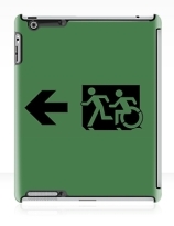 Accessible Means of Egress Icon Exit Sign Wheelchair Wheelie Running Man Symbol by Lee Wilson PWD Disability Emergency Evacuation iPad Case 79